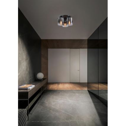 Searchlight - Φωτιστικό οροφής SWEDEN 3xE27/60W/230V διάμ. 39 εκ. μαύρο/καπνιστό