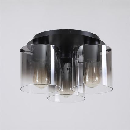 Searchlight - Φωτιστικό οροφής SWEDEN 3xE27/60W/230V διάμ. 39 εκ. μαύρο/καπνιστό