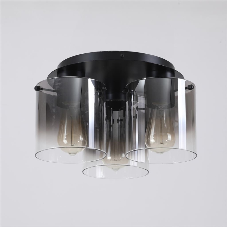 Searchlight - Φωτιστικό οροφής SWEDEN 3xE27/60W/230V διάμ. 39 εκ. μαύρο/καπνιστό