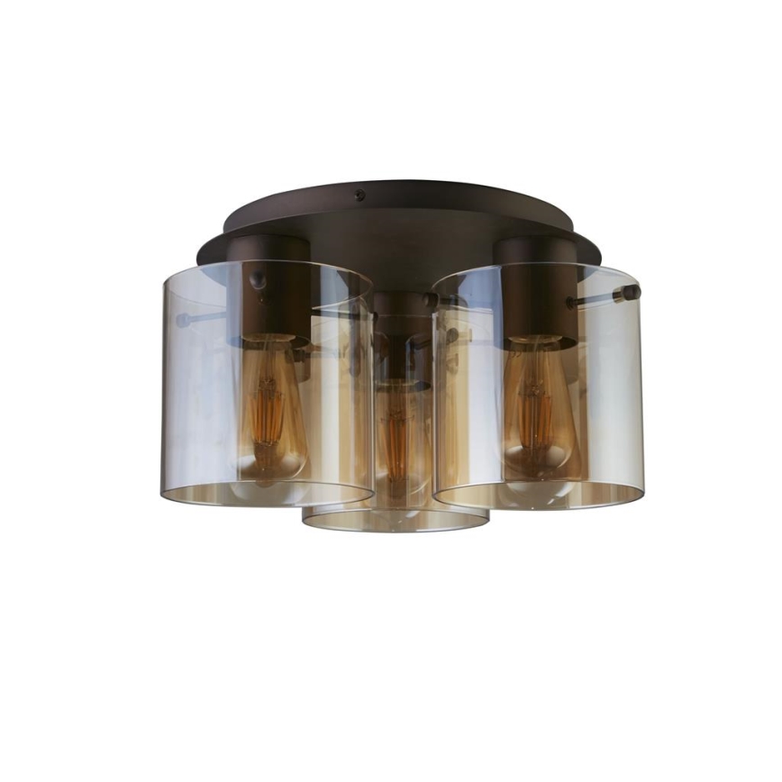 Searchlight - Φωτιστικό οροφής SWEDEN 3xE27/60W/230V Ø 39 cm καφέ/καπνιστό