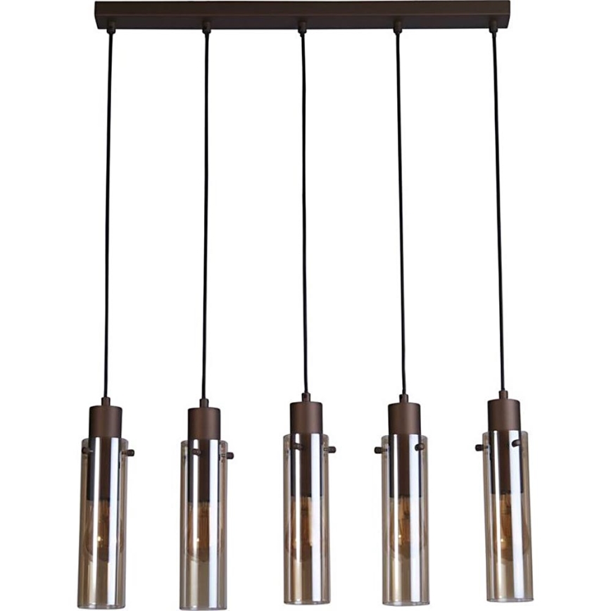 Searchlight - Κρεμαστό φωτιστικό σε καλώδιο SWEDEN 5xE27/60W/230V καφέ/καπνιστό