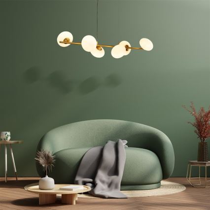 Searchlight -  Κρεμαστό φωτιστικό οροφής PEBBLE 6xG9/33W/230V χάλκινο