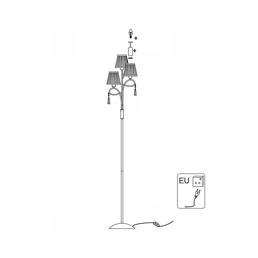 Searchlight - Επιδαπέδιο φωτιστικό SIMPLICITY 3xE14/60W/230V γυαλιστερό χρώμιο