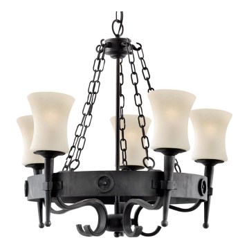 Searchlight - Πολυέλαιος με αλυσίδα CARTWHEEL 5xE27/60W/230V μαύρο