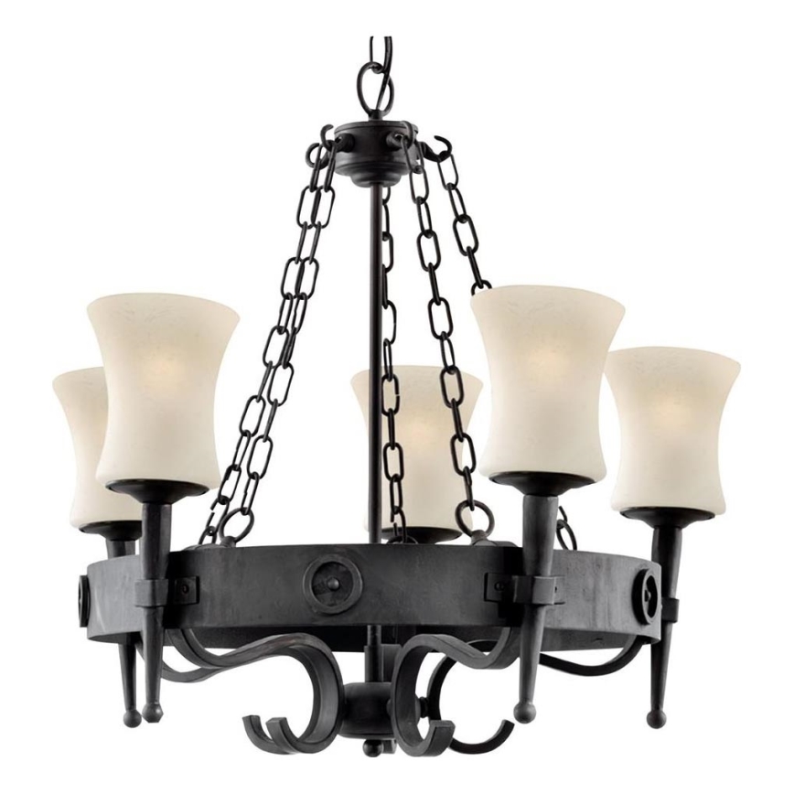 Searchlight - Πολυέλαιος με αλυσίδα CARTWHEEL 5xE27/60W/230V μαύρο