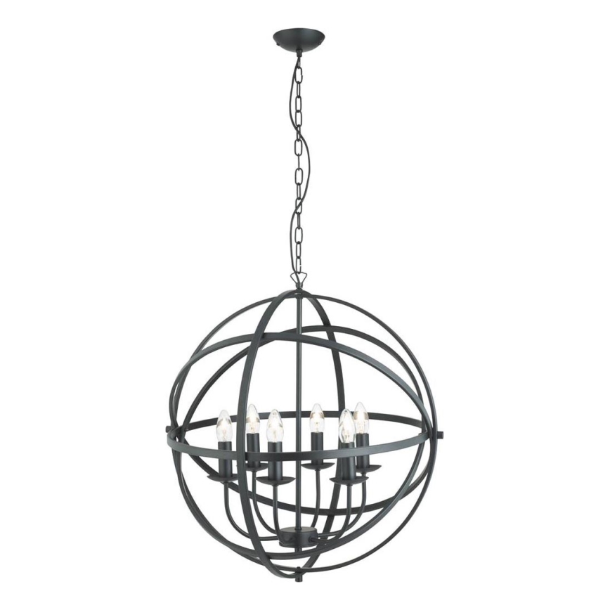 Searchlight - Πολυέλαιος με αλυσίδα ORBIT 6xE14/60W/230V μαύρος