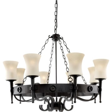 Searchlight - Πολυέλαιος σε αλυσίδα CARTWHEEL 8xE27/60W/230V μαύρο