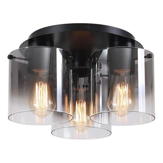 Searchlight - Φωτιστικό οροφής SWEDEN 3xE27/60W/230V διάμ. 39 εκ. μαύρο/καπνιστό