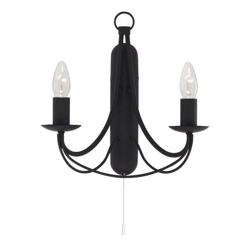 Searchlight - Φωτιστικό τοίχου MAYPOLE 2xE14/60W/230V μαύρο