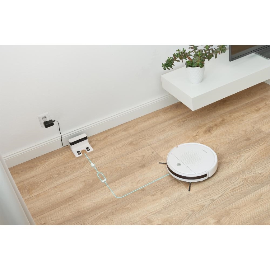 Sencor - Ρομποτική σκούπα με σφουγγαρίστρα 2 σε 1 18W/1500 mAh λευκή + τηλεχειριστήριο