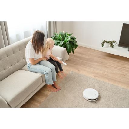 Sencor - Ρομποτική σκούπα με σφουγγαρίστρα 2 σε 1 18W/1500 mAh λευκή + τηλεχειριστήριο