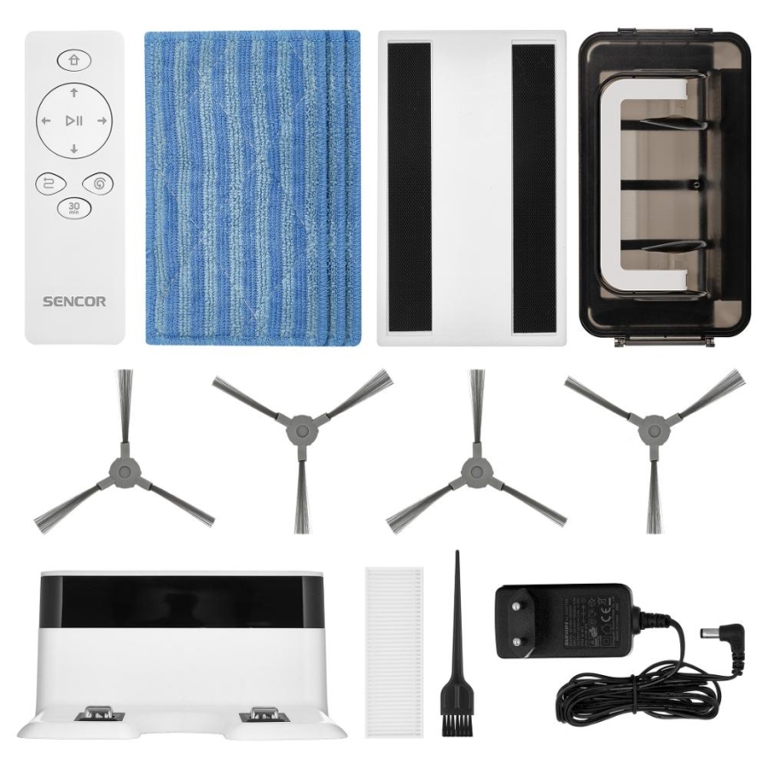 Sencor - Ρομποτική σκούπα με σφουγγαρίστρα 2 σε 1 18W/1500 mAh λευκή + τηλεχειριστήριο