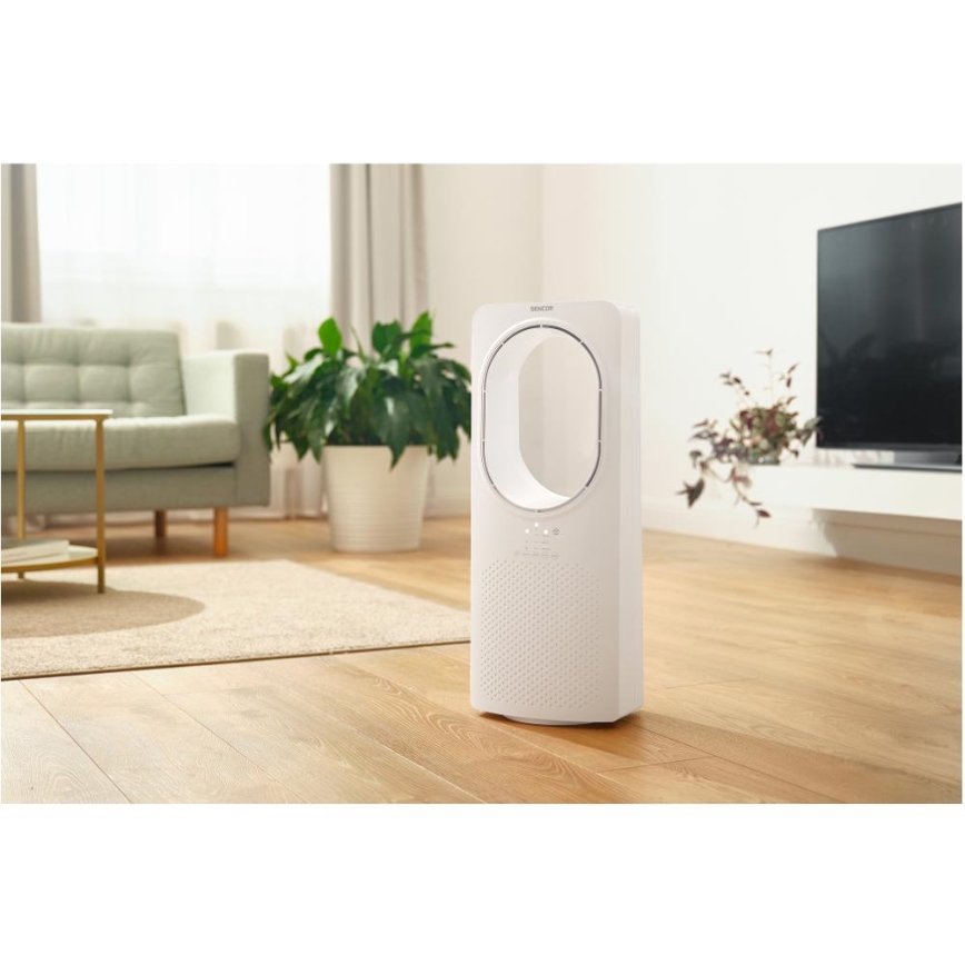 Sencor - Bladeless επιδαπέδιο ανεμιστήρας 50W/230V λευκό + τηλεχειριστήριο