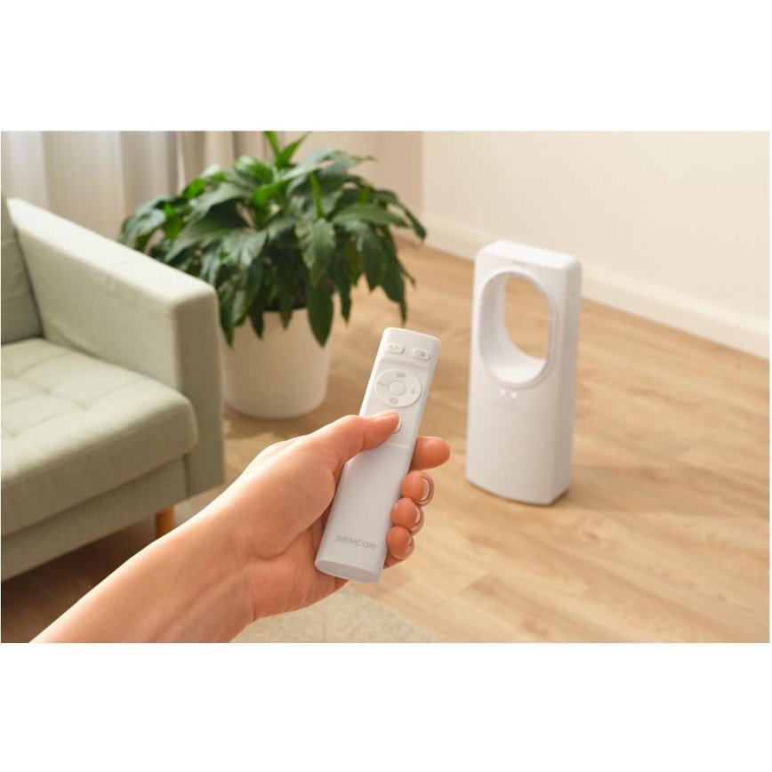 Sencor - Bladeless επιδαπέδιο ανεμιστήρας 50W/230V λευκό + τηλεχειριστήριο