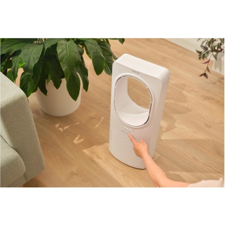 Sencor - Bladeless επιδαπέδιο ανεμιστήρας 50W/230V λευκό + τηλεχειριστήριο