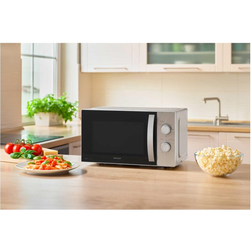 Sencor - Φούρνος μικροκυμάτων με λειτουργία γκριλ 700W/1000W/230V 20 l ματ χρώμιο