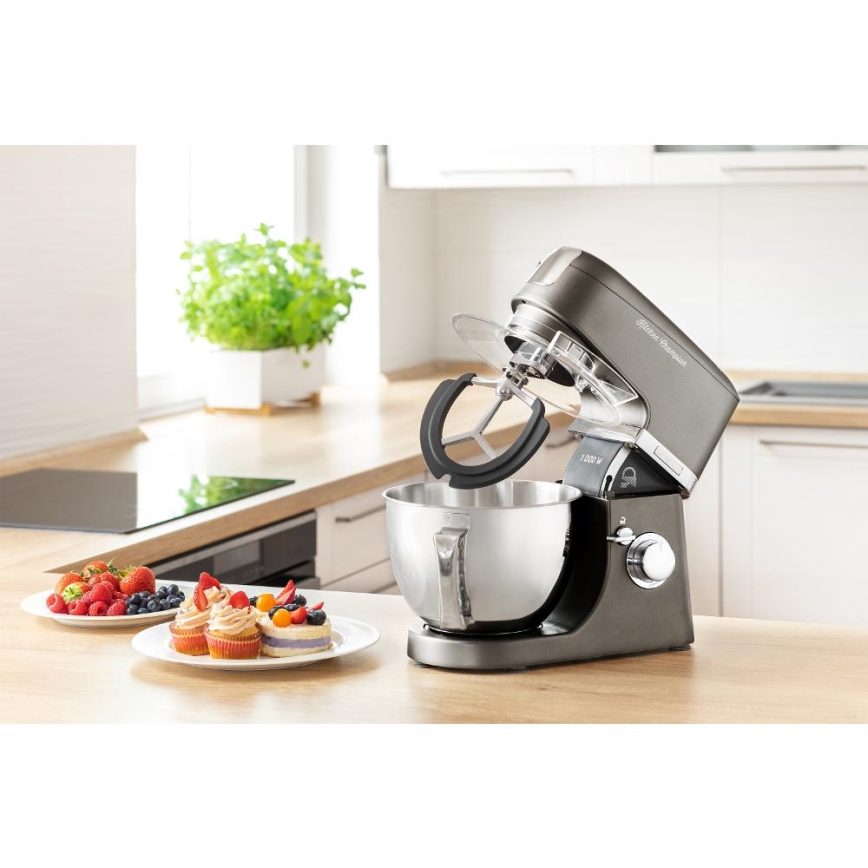 Sencor - Κουζινομηχανή με μπολ από ανοξείδωτο ατσάλι 1000W/230V γκρι