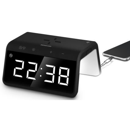 Sencor - LED RGB Ρολόι ξυπνητήρι με ασύρματη φόρτιση 10W/1xCR2032