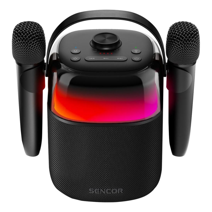Sencor - LED RGB Ηχείο με ασύρματα μικρόφωνα 35W 8000 mAh IPX5 μαύρο