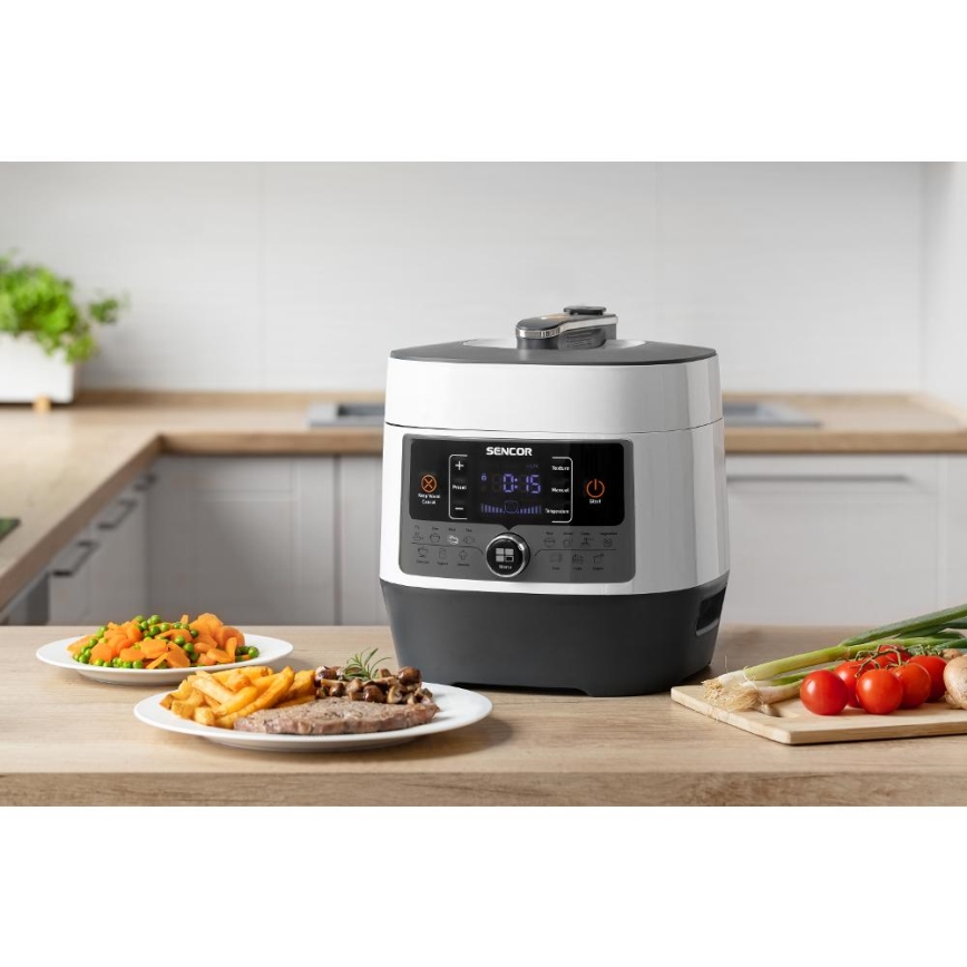 Sencor - Multifunctional electric pressure cooker 5,5 l 1000W/230V λευκό/μαύρο