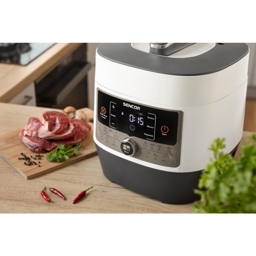 Sencor - Multifunctional electric pressure cooker 5,5 l 1000W/230V λευκό/μαύρο