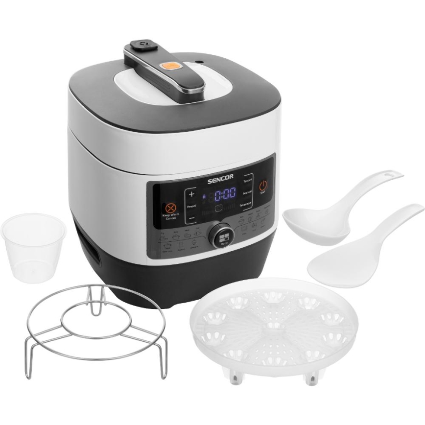 Sencor - Multifunctional electric pressure cooker 5,5 l 1000W/230V λευκό/μαύρο