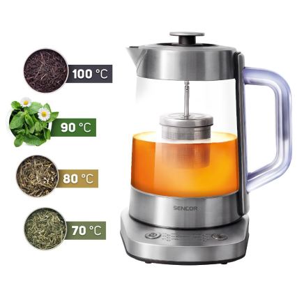 Sencor - Ηλεκτρικός βραστήρας ταχείας βρασμού με ρύθμιση θερμοκρασίας, 1,5 l, 1500 W / 230 V, ανοξείδωτος