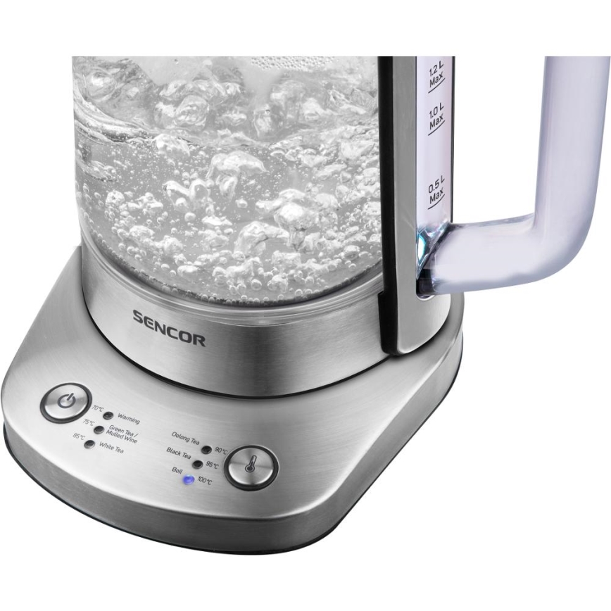 Sencor - Ηλεκτρικός βραστήρας ταχείας βρασμού με ρύθμιση θερμοκρασίας, 1,5 l, 1500 W / 230 V, ανοξείδωτος