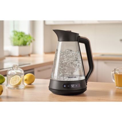 Sencor - Ηλεκτρικός βραστήρας ταχείας βρασμού με ρύθμιση θερμοκρασίας 1,5 l 2150W/230V μαύρος/ροζ χρυσό