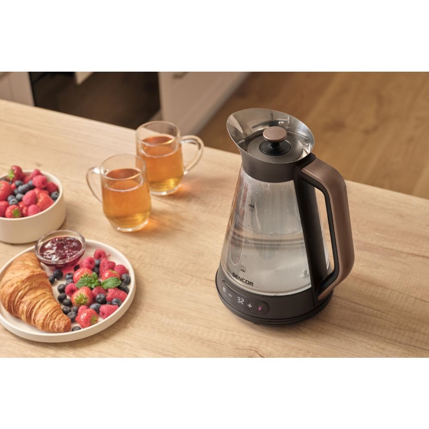 Sencor - Ηλεκτρικός βραστήρας ταχείας βρασμού με ρύθμιση θερμοκρασίας 1,5 l 2150W/230V μαύρος/ροζ χρυσό
