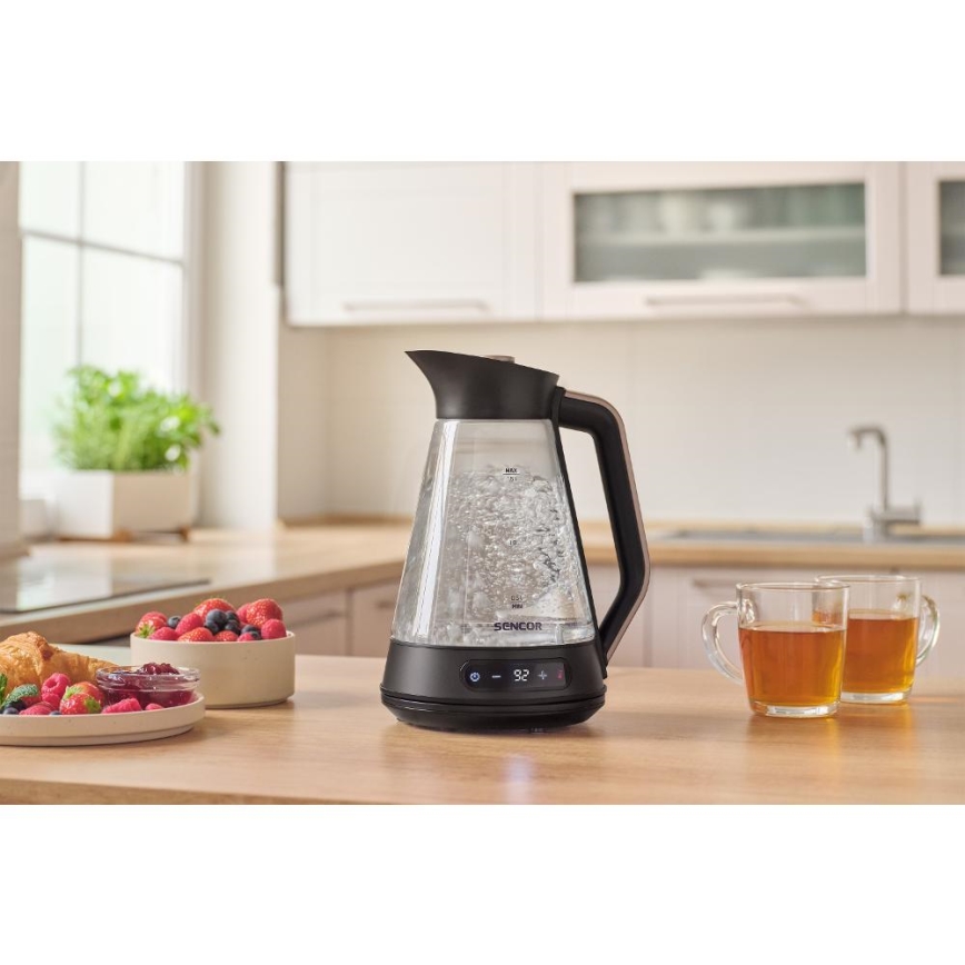Sencor - Ηλεκτρικός βραστήρας ταχείας βρασμού με ρύθμιση θερμοκρασίας 1,5 l 2150W/230V μαύρος/ροζ χρυσό