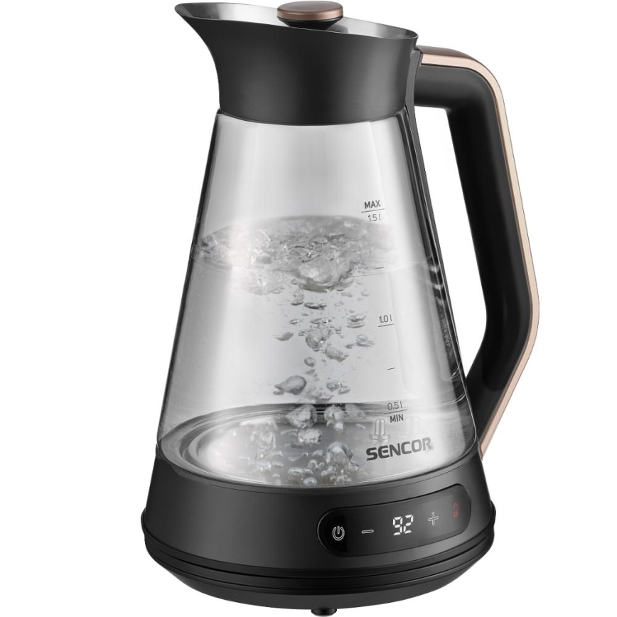Sencor - Ηλεκτρικός βραστήρας ταχείας βρασμού με ρύθμιση θερμοκρασίας 1,5 l 2150W/230V μαύρος/ροζ χρυσό
