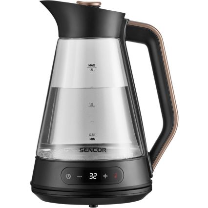 Sencor - Ηλεκτρικός βραστήρας ταχείας βρασμού με ρύθμιση θερμοκρασίας 1,5 l 2150W/230V μαύρος/ροζ χρυσό