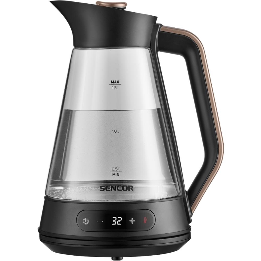 Sencor - Ηλεκτρικός βραστήρας ταχείας βρασμού με ρύθμιση θερμοκρασίας 1,5 l 2150W/230V μαύρος/ροζ χρυσό