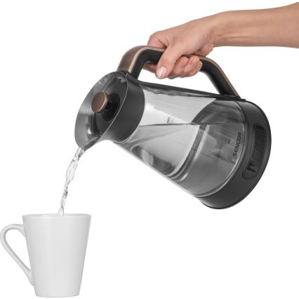 Sencor - Ηλεκτρικός βραστήρας ταχείας βρασμού με ρύθμιση θερμοκρασίας 1,5 l 2150W/230V μαύρος/ροζ χρυσό