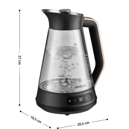 Sencor - Ηλεκτρικός βραστήρας ταχείας βρασμού με ρύθμιση θερμοκρασίας 1,5 l 2150W/230V μαύρος/ροζ χρυσό