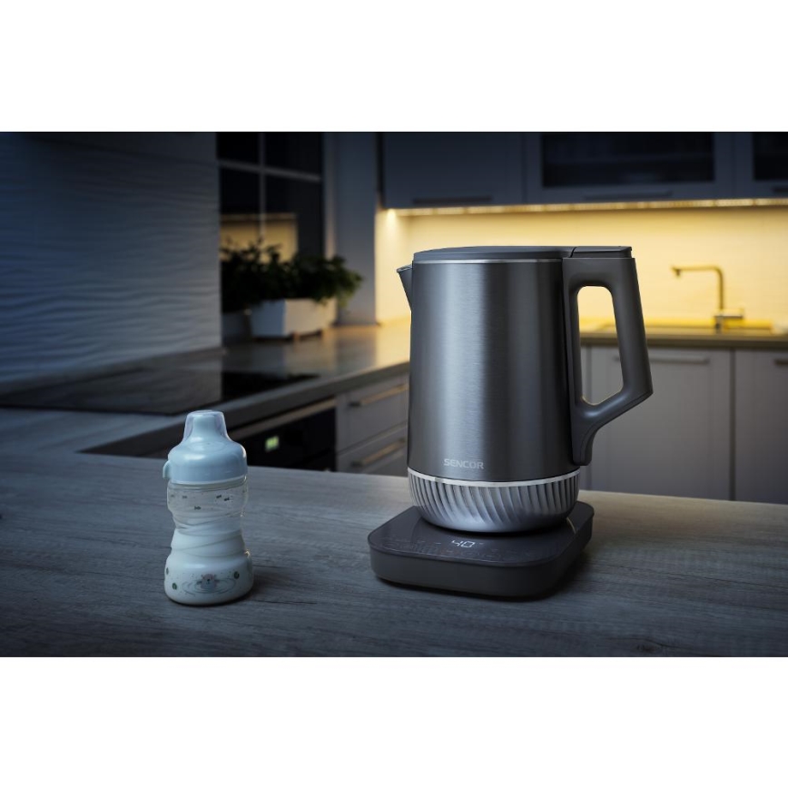 Sencor - Ηλεκτρικός βραστήρας με ρύθμιση θερμοκρασίας, χωρητικότητας 1,7 l, 1800W/230V, ανοξείδωτος