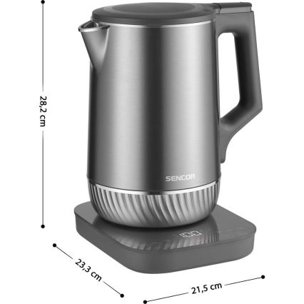 Sencor - Ηλεκτρικός βραστήρας με ρύθμιση θερμοκρασίας, χωρητικότητας 1,7 l, 1800W/230V, ανοξείδωτος