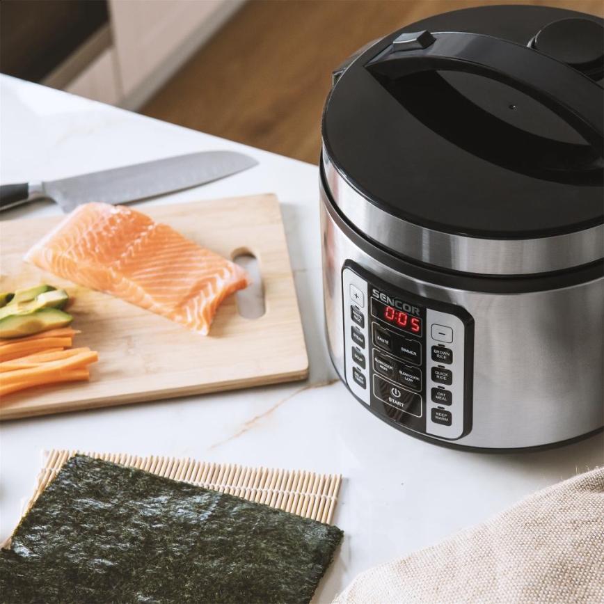 Sencor - Πολυλειτουργική ρυζιέρα 700W/230V 1,5 l ανοξείδωτη/μαύρη
