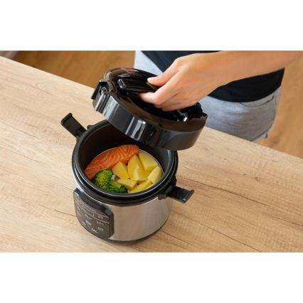 Sencor - Πολυλειτουργικός ρυζομάγειρας 350W/230V 0,6 l ανοξείδωτος/μαύρος