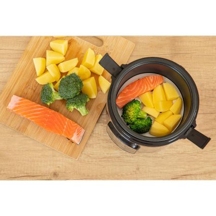 Sencor - Πολυλειτουργικός ρυζομάγειρας 350W/230V 0,6 l ανοξείδωτος/μαύρος