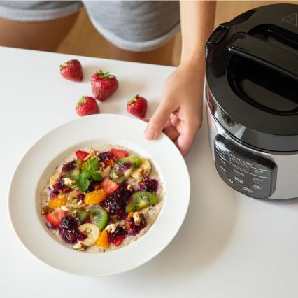 Sencor - Πολυλειτουργικός ρυζομάγειρας 350W/230V 0,6 l ανοξείδωτος/μαύρος