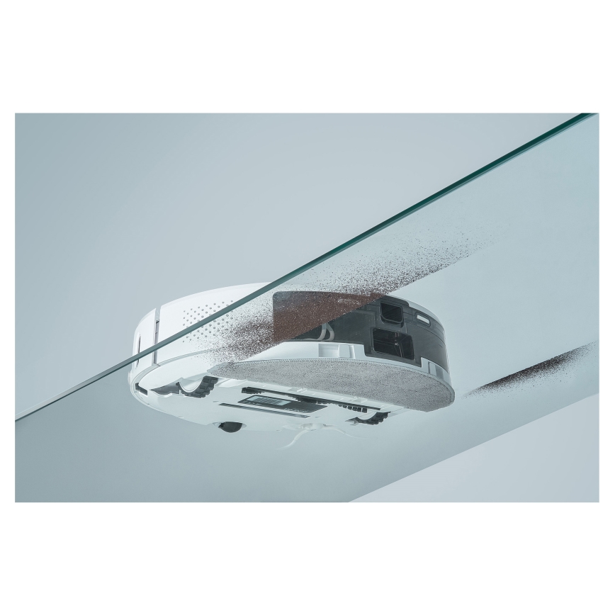 Sencor - Ρομποτική σκούπα με λειτουργία σφουγγαρίσματος 2-σε-1 50W/5000 mAh Wi‑Fi λευκή + τηλεχειριστήριο