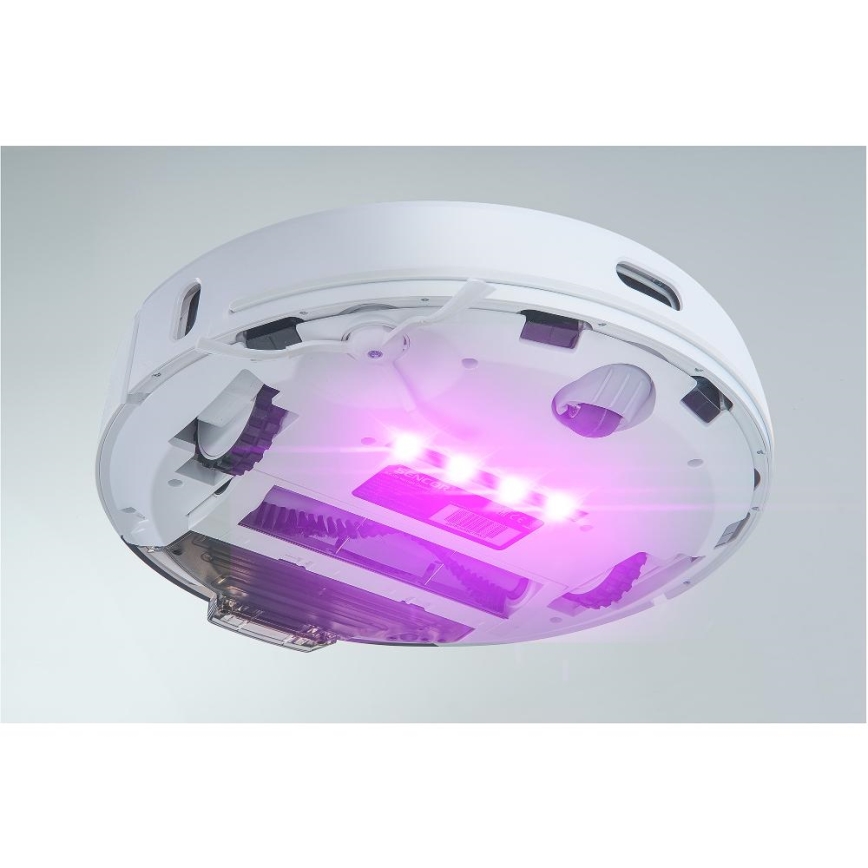 Sencor - Ρομποτική σκούπα με λειτουργία σφουγγαρίσματος 2-σε-1 50W/5000 mAh Wi‑Fi λευκή + τηλεχειριστήριο