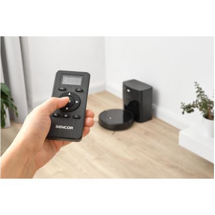 Sencor - Ρομποτική σκούπα 2 σε 1 με λειτουργία σφουγγαρίσματος, 16 W / 2600 mAh, Wi‑Fi, μαύρη + τηλεχειριστήριο