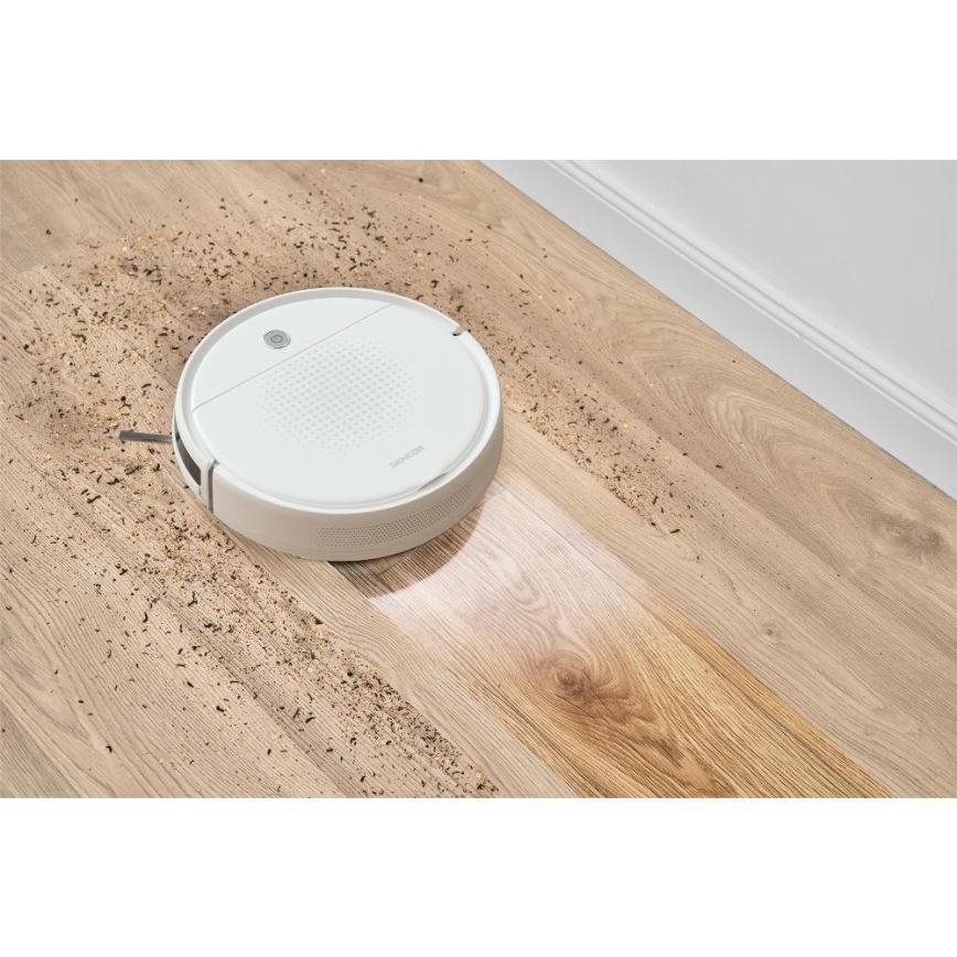 Sencor - Robotic vacuum cleaner με ένα mop 2σε1 18W/1500 mAh λευκό + τηλεχειριστήριο