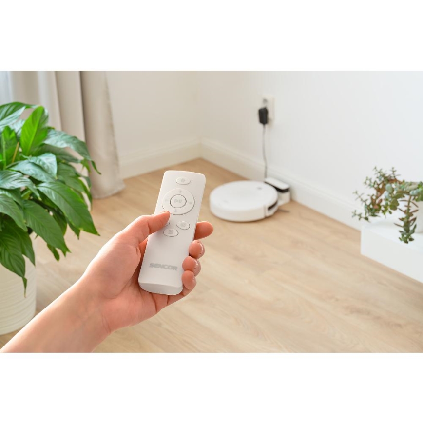 Sencor - Robotic vacuum cleaner με ένα mop 2σε1 18W/1500 mAh λευκό + τηλεχειριστήριο