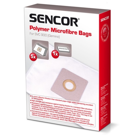 Sencor - SET 5x Σακούλες + 1x μικροφίλτρο για ηλεκτρική σκούπα