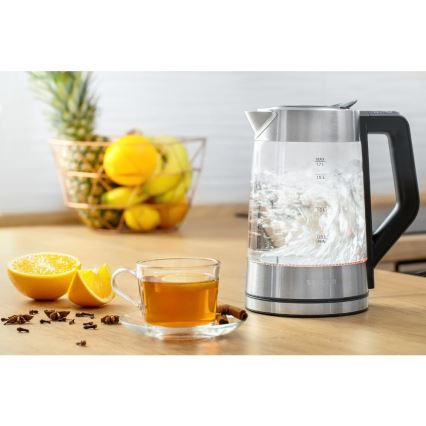 Sencor - Ταχυβραστήρας με ρύθμιση θερμοκρασίας 1,7 l 2200W/230V ματ χρώμιο/μαύρο