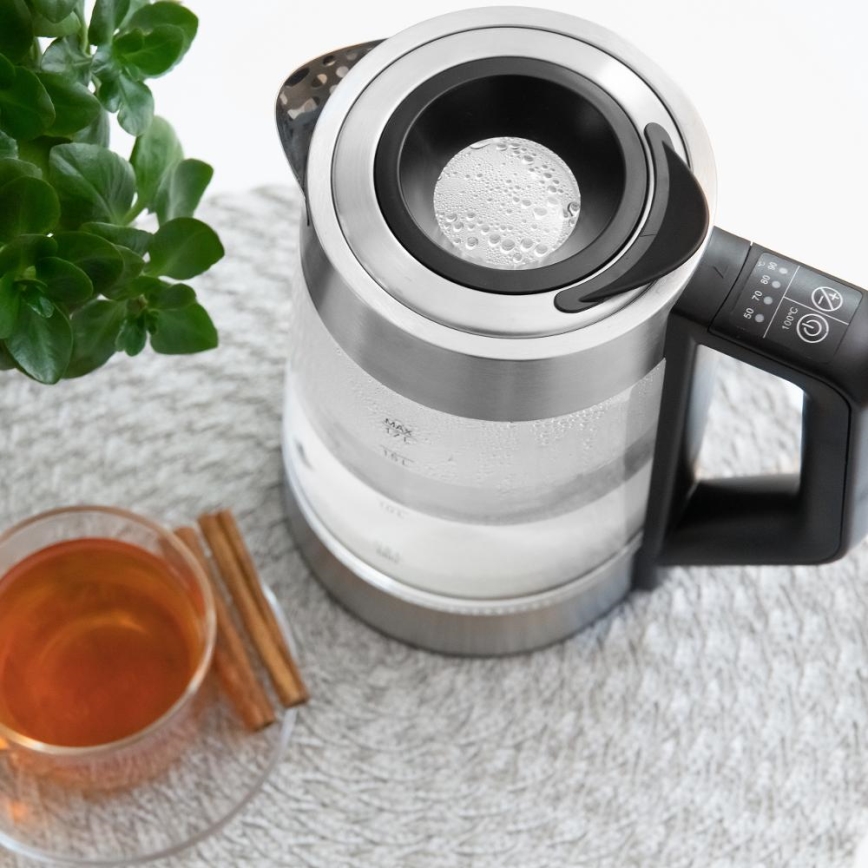 Sencor - Ταχυβραστήρας με ρύθμιση θερμοκρασίας 1,7 l 2200W/230V ματ χρώμιο/μαύρο